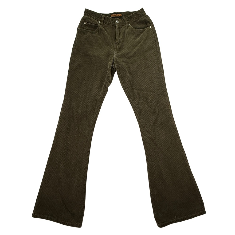 Vintage Palmetto's Corduroy Pants Women's Size 7 Olive Green Flare Leg Boho